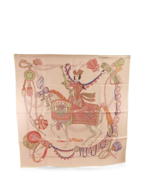 Hermès Pre-Owned equestrian-print silk scarf Pink SCARF90X90CM