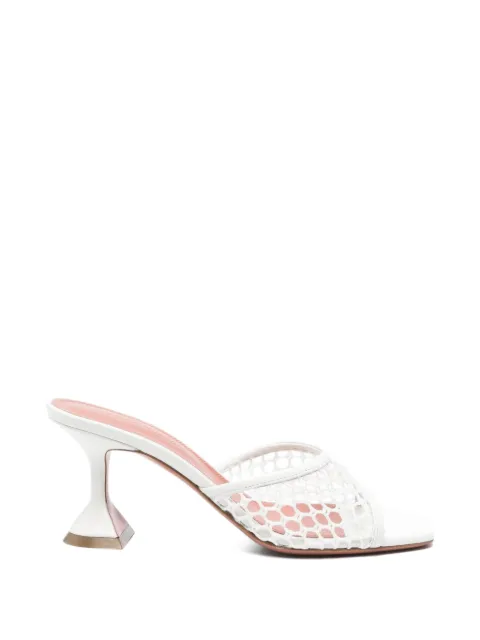 Amina Muaddi Lupita net-upper square-toe sandals White LUPITANETSLIPPER70