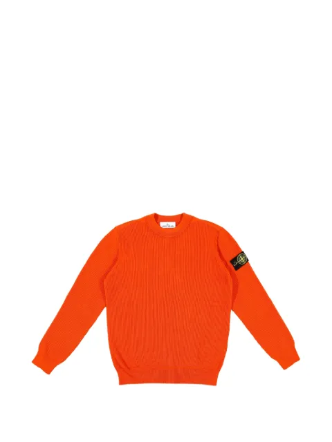 Stone Island logo-patch ribbed-knit cotton sweater Orange L2S155100154S00D8