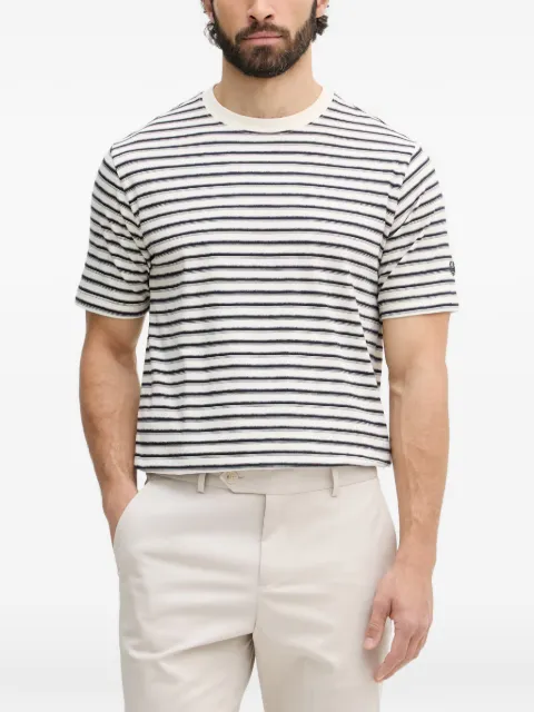 Mos Mosh horizontal-stripe embroidered-logo T-shirt White 510020
