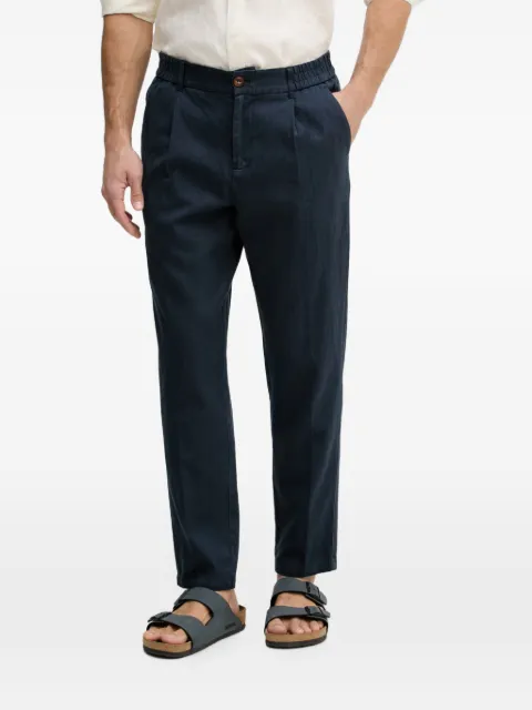 Mos Mosh Baldo Porro pleated elasticated-waistband trousers Blue 510150