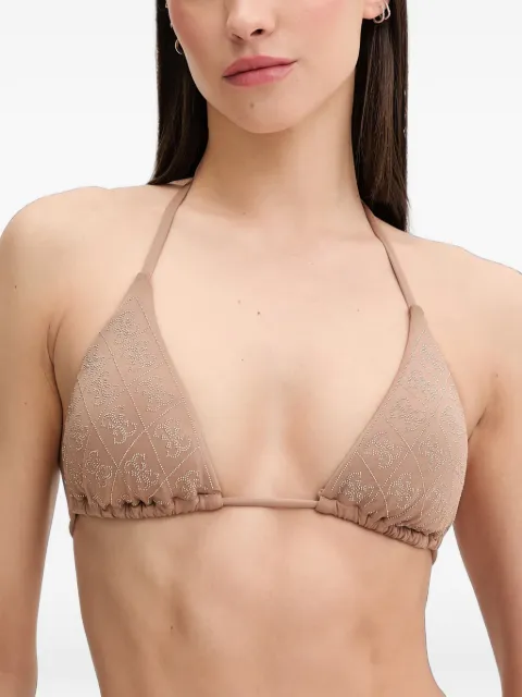 GUESS USA 4G-logo triangle bikini top Brown E6GJ24KCUO2