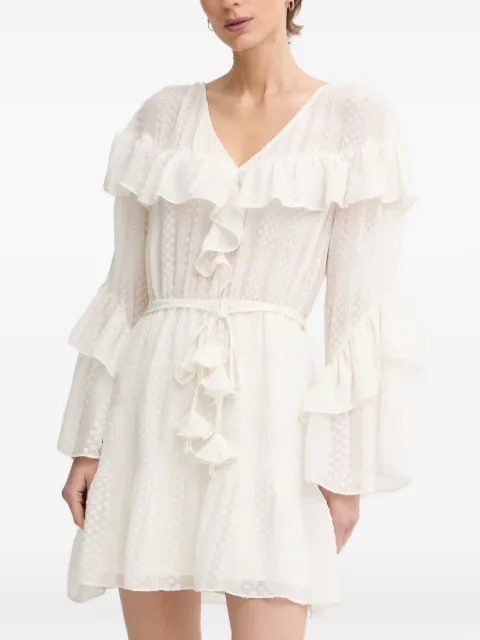 GUESS USA ruffled dress with belt White W6GK72W1992