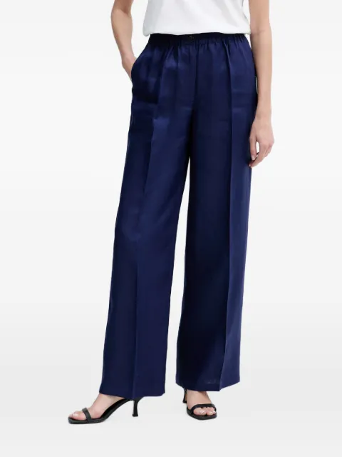 Sisley pressed-crease wide-leg linen trousers Blue 4TTSLF08P
