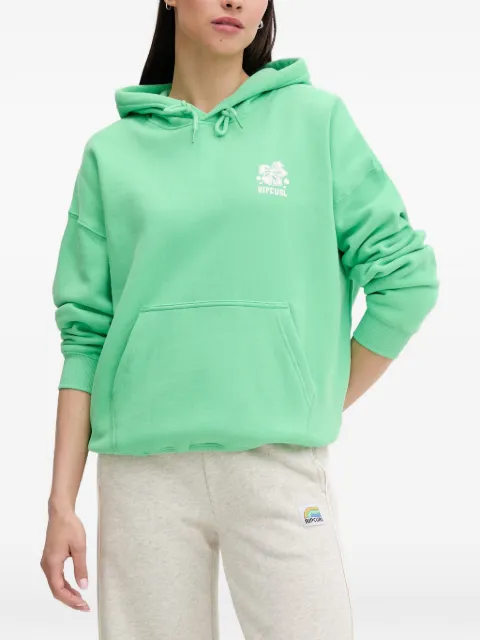 Rip Curl Surf Puff Heritage logo-print floral-detail hoodie Green 0A0WFL