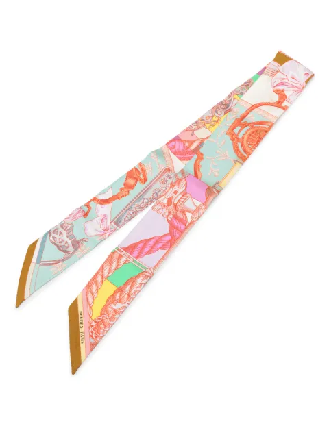 Hermès Pre-Owned 2000-2026 Cavalleria d Etriers Silk Twilly Scarf scarves Pink ACWCNYUQEH4T3RGD