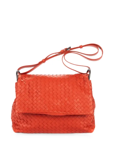 Bottega Veneta Pre-Owned Intrecciato-weave flap shoulder bag Orange B07901139A