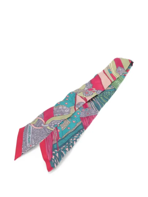 Hermès Pre-Owned Twilly graphic-print scarf Blue TWILLY