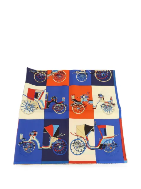 Hermès Pre-Owned Voitures Exquises silk scarf Blue SCARF90X90