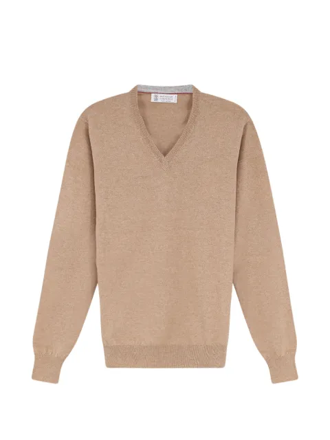 Brunello Cucinelli V-neck knitted sweater Neutrals M2200162CM338