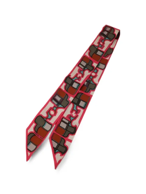 Hermès Pre-Owned carriage-print scarf Pink TWILLYSILK