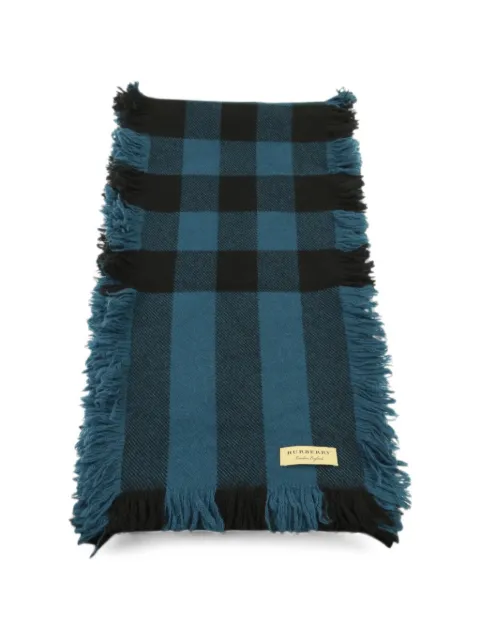 Burberry Pre-Owned check fringed scarf Blue 4060990