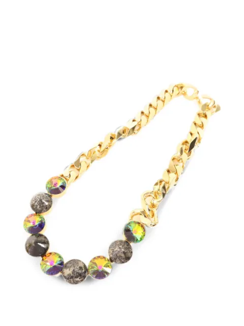 Fendi Pre-Owned crystal curb chain necklace Gold NECKLACE
