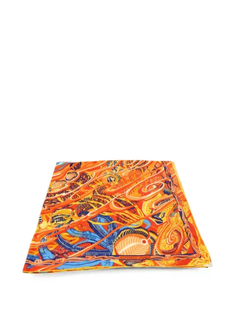 Hermès Pre-Owned ocean-print silk scarf Red SCARF140X140