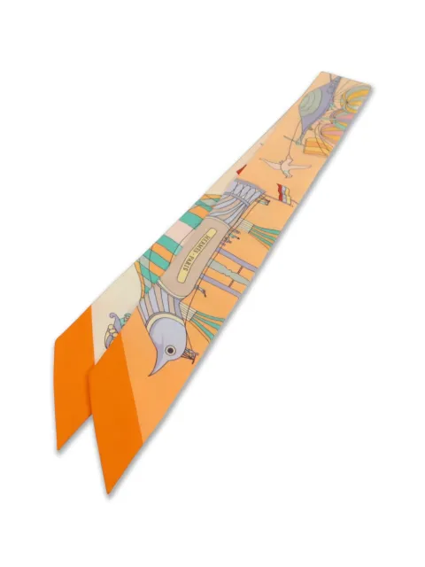Hermès Pre-Owned Twilly printed scarf Neutrals TWILLY
