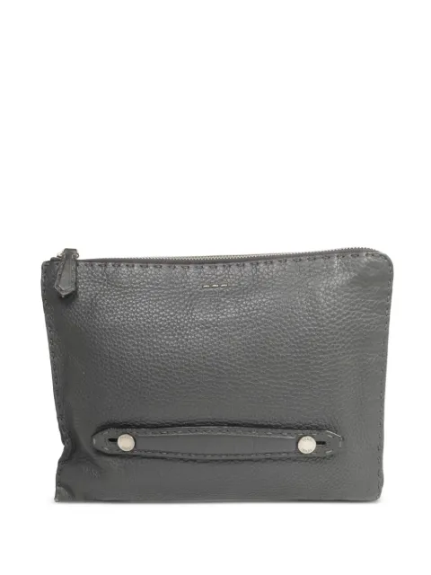 Fendi Pre-Owned Selleria leather clutch bag Grey 7M022507N