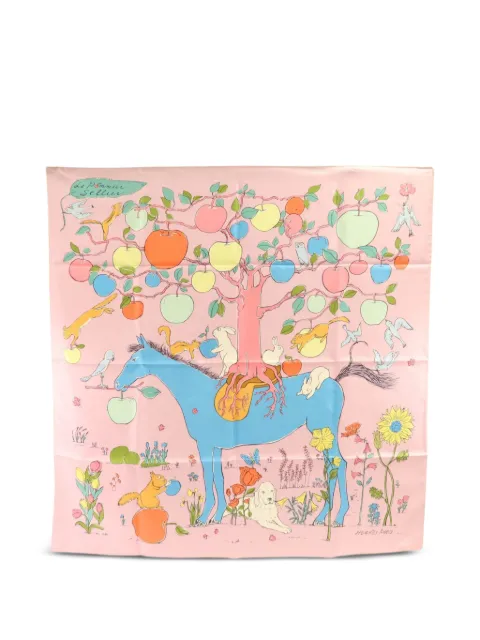 Hermès Pre-Owned Le Pommier Sellier scarf Pink SCARF90X90CM
