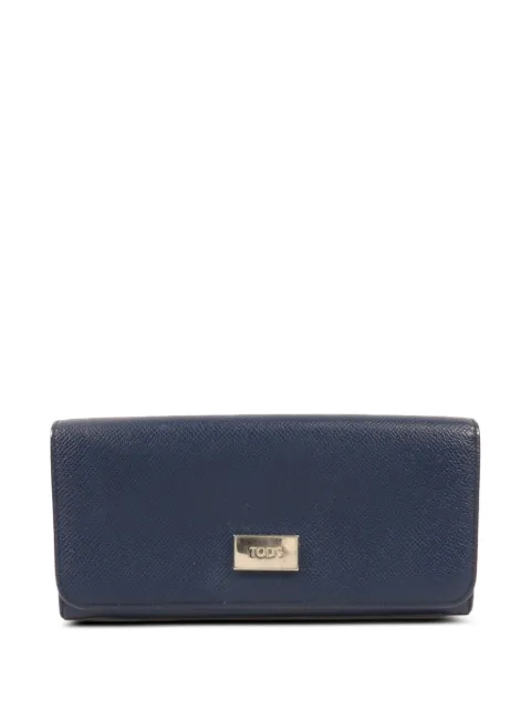 Tod's Vintage logo-plaque leather long wallet Blue LONGWALLET