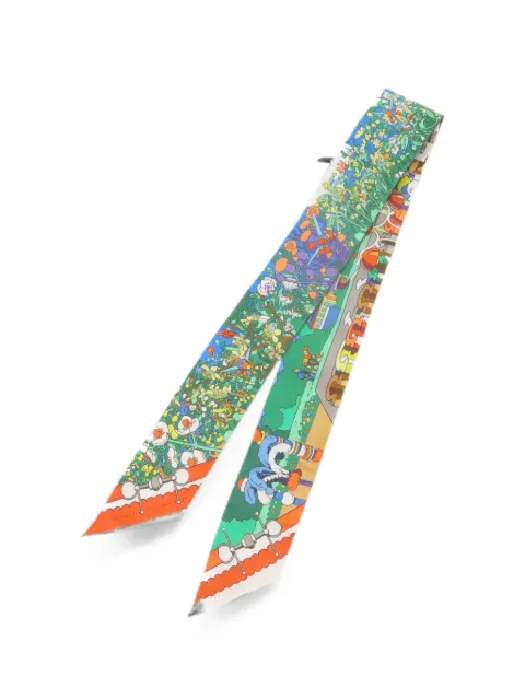 Hermès Pre-Owned Pony Pit Stop silk scarf Green GREENBLUEORANGE