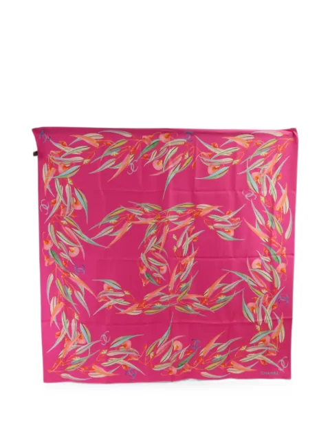 CHANEL Pre-Owned CC floral-print scarf Pink SQUARESCARF70X70