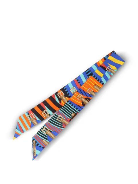 Hermès Pre-Owned Twilly buckle-print scarf Blue TWILLY