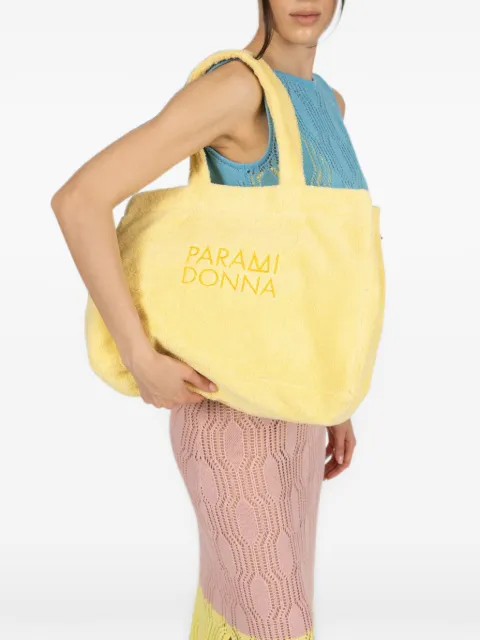 PARAMIDONNA embroidered-logo tote bag Yellow SS26LTBB