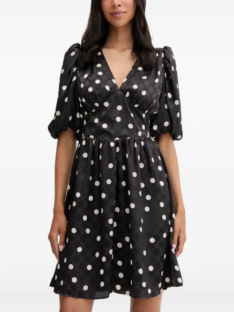 Morgan polka-dot puff-sleeve mini dress Black RIADF