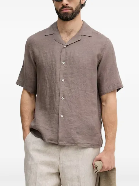 Benetton short-sleeved camp-collar shirt Brown 5BKUUQ06S