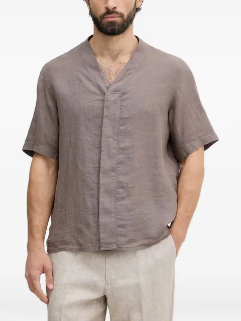Benetton V-neck short-sleeved shirt Brown 5BKUUQ06X