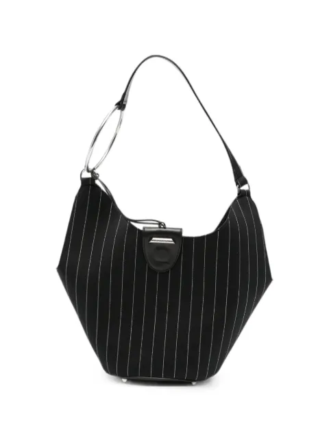 DONDUP pinstripe-pattern ring-handle tote bag Black WB320DDES0080D