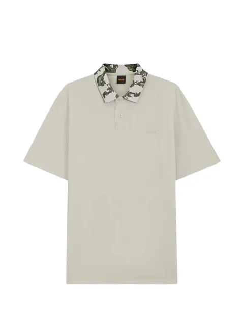 BOSS graphic-print collar polo shirt Neutrals 50565613