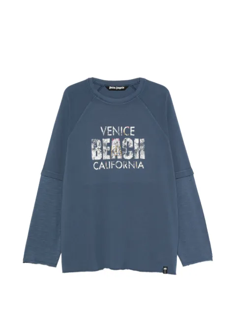 Palm Angels slogan-print raglan-sleeve T-shirt Blue PAMAB003JR001