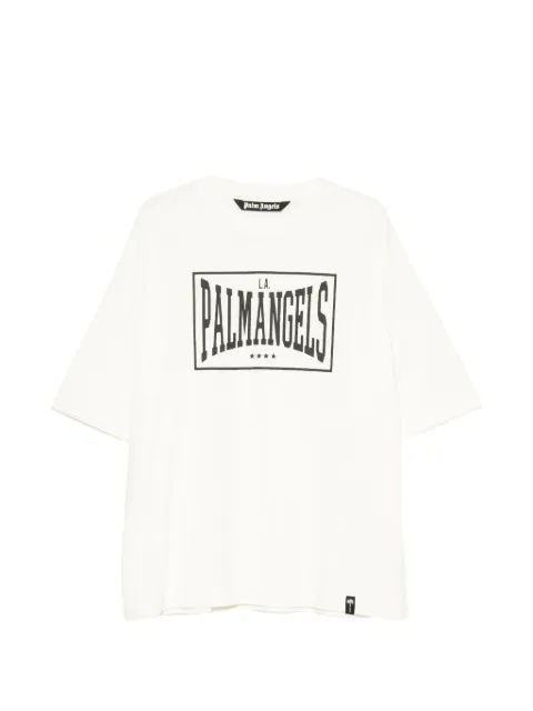 Palm Angels logo-print drop-shoulder T-shirt Neutrals PAMAA003JR004