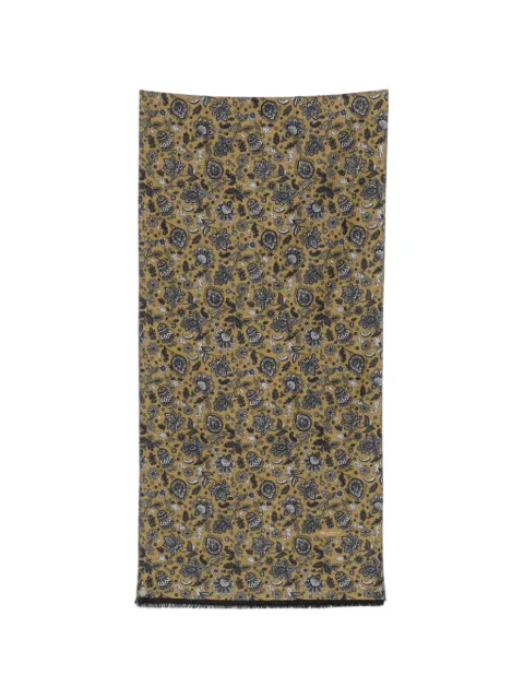 Kiton floral-print frayed-edge scarf Green USCIACK0203L35001