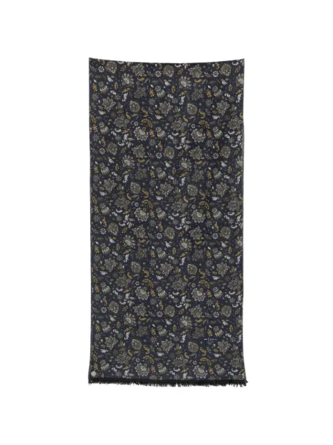 Kiton paisley fringed scarf Blue USCIACK0203L33002