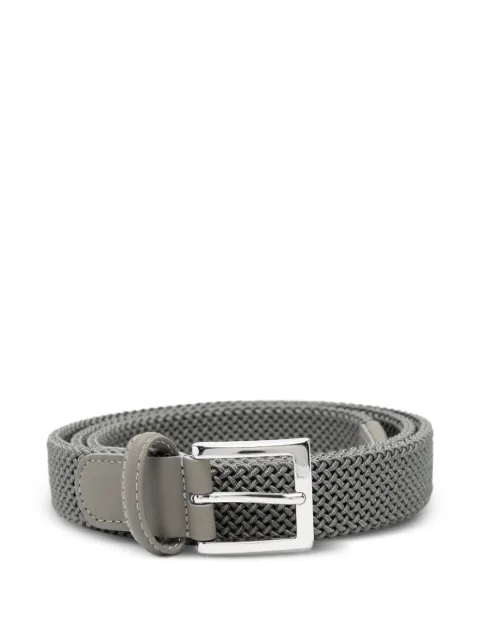 Kiton braided leather-trim belt Grey USC3601N0148705