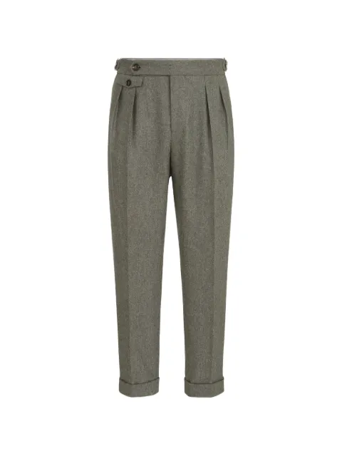 Brunello Cucinelli virgin wool flannel trousers with double pleats and waist tabs Grey M038PL00MC424