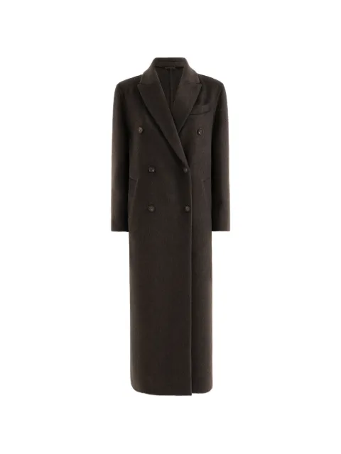 Brunello Cucinelli hand-crafted coat in cashmere double beaver cloth with Monili Brown MD5039895C125