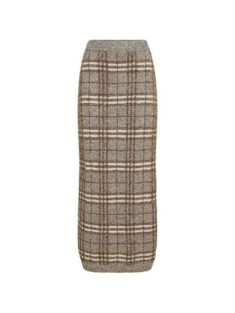 Brunello Cucinelli Prince of Wales knit skirt Grey MPN570389CZR59
