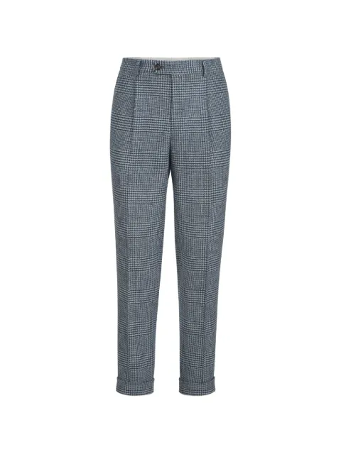 Brunello Cucinelli comfort wool and cashmere Prince of Wales flannel trousers with pleat Blue MV443L00HC776