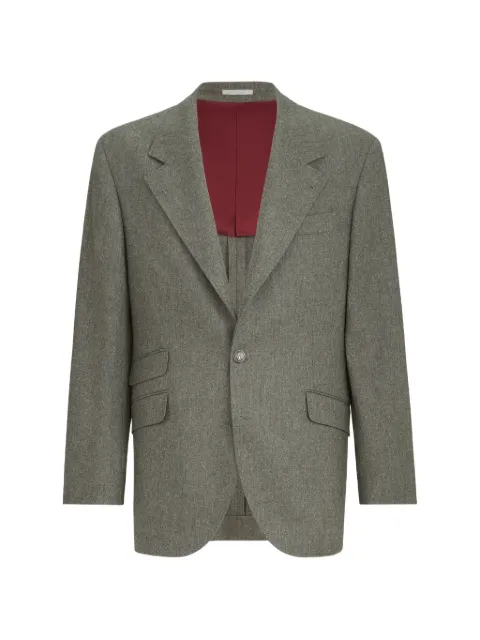 Brunello Cucinelli virgin wool flannel Cavallo Tailor blazer with metal buttons Grey M038P8BWCKC424