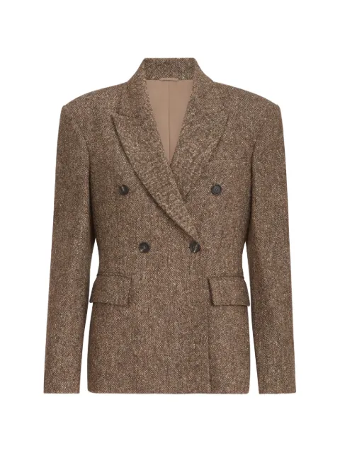 Brunello Cucinelli Virgin wool donegal blazer with Monili Brown MD0027246C002