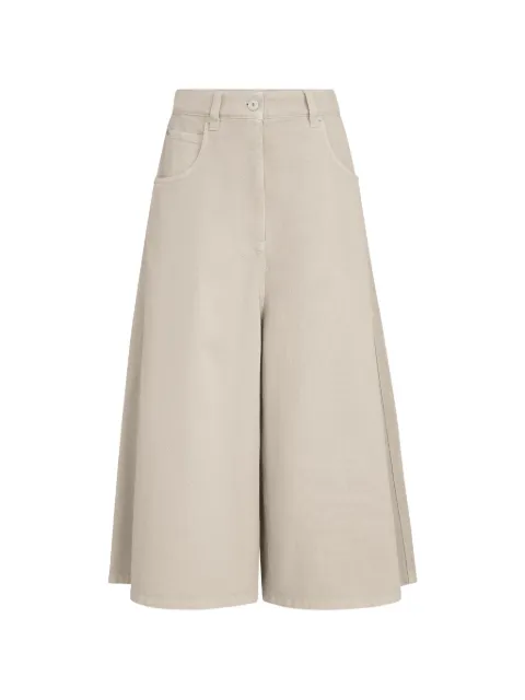 Brunello Cucinelli dyed denim wide cropped trousers with monili Neutrals M0H81P4082C2471
