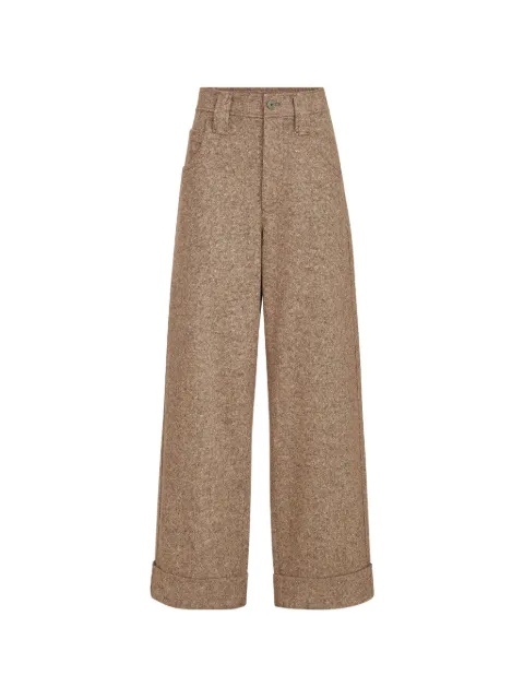 Brunello Cucinelli virgin wool donegal baggy five-pocket trousers with Monili Neutrals MD002P9353C016