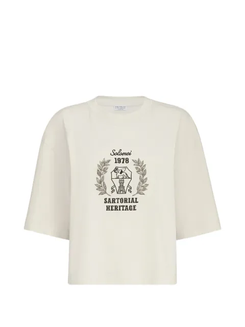 Brunello Cucinelli cotton jersey T-shirt with embroidery Neutrals M0T81B2X10C2832