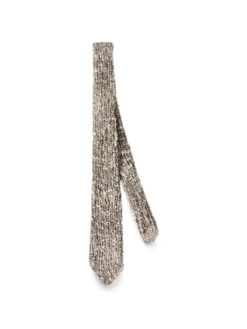 Brunello Cucinelli dazzling craquelé embroidery tie in mohair and wool Silver MRKR12279CFS34