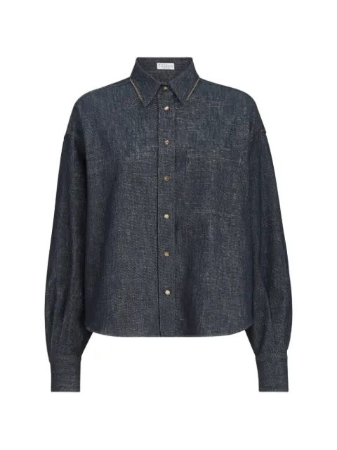 Brunello Cucinelli sparkling no-fade denim shirt with shiny collar Blue MB148M1O26C001