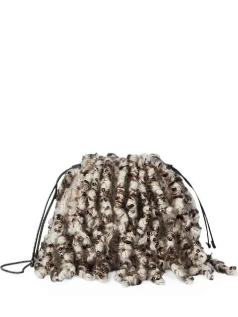Brunello Cucinelli Dazzling twist embroidery pouch bag with precious chain Neutrals MBNBB2807CUG24