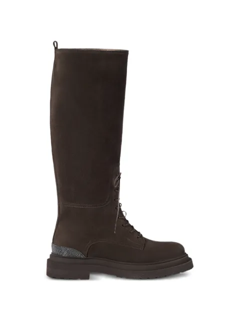 Brunello Cucinelli suede boots with precious detail Brown MZSFG3410C9795