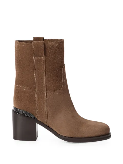 Brunello Cucinelli suede ankle boots with precious detail Brown MZSFC3358C9773